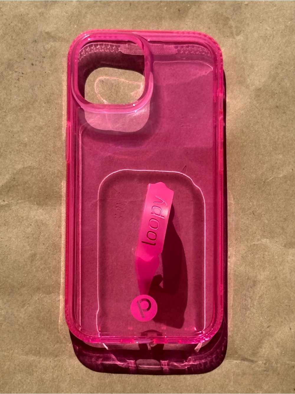 Pink Transparent Phone Case with Grip Loop